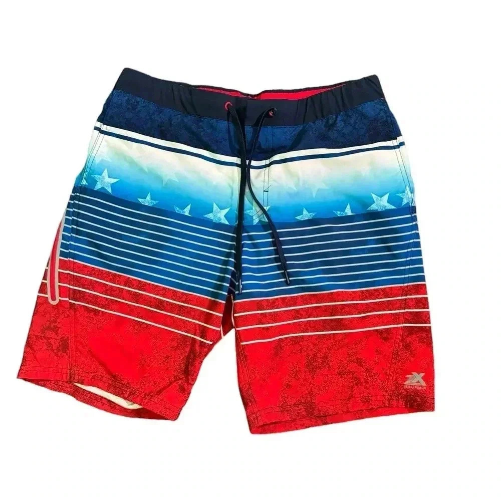 Mens Swim Trunk Pockets USA Swimming Shorts Beach Suit Board Zeroxposur Size M